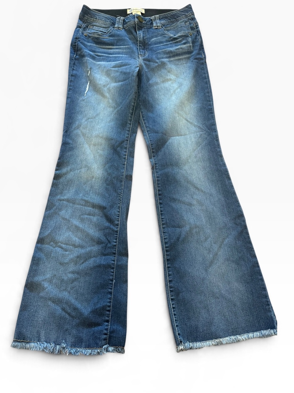 Democracy Ab Technology Stretch  Frayed Hem Blue Flared Jeans 12